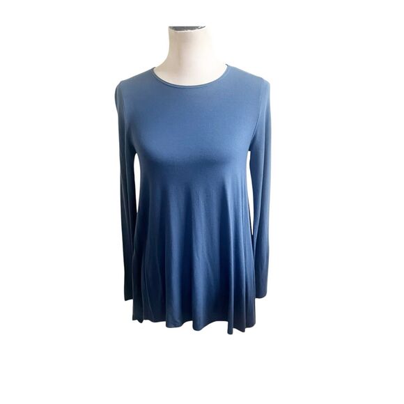 Women’s Eileen Fisher Viscose Jersey Ballet Neck Tunic Blue Bird,SZ PP/PTP XS - Picture 1 of 13